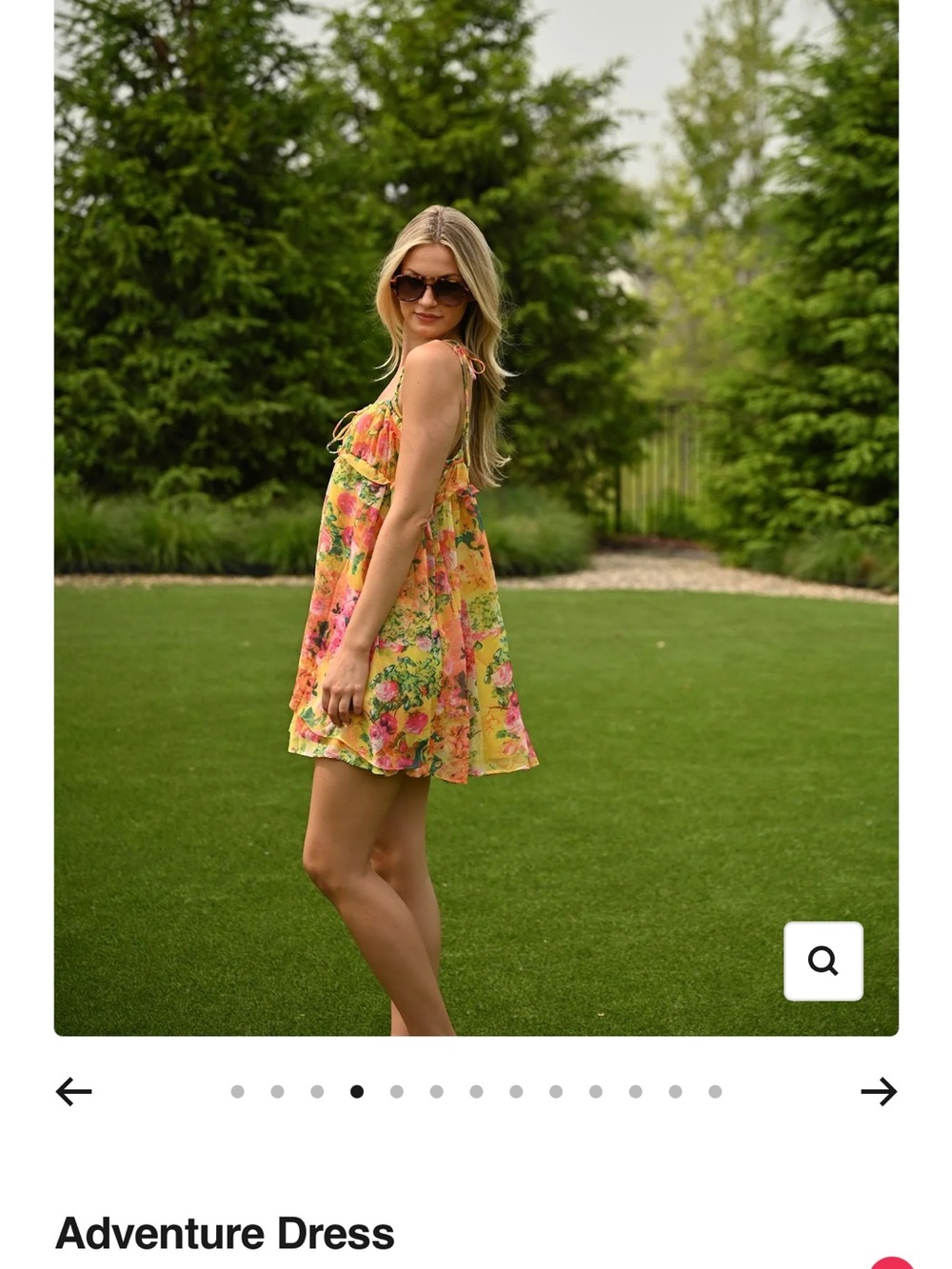 Floral Tie-Strap Mini Dress in Yellow and Pink - Picture 3 of 4